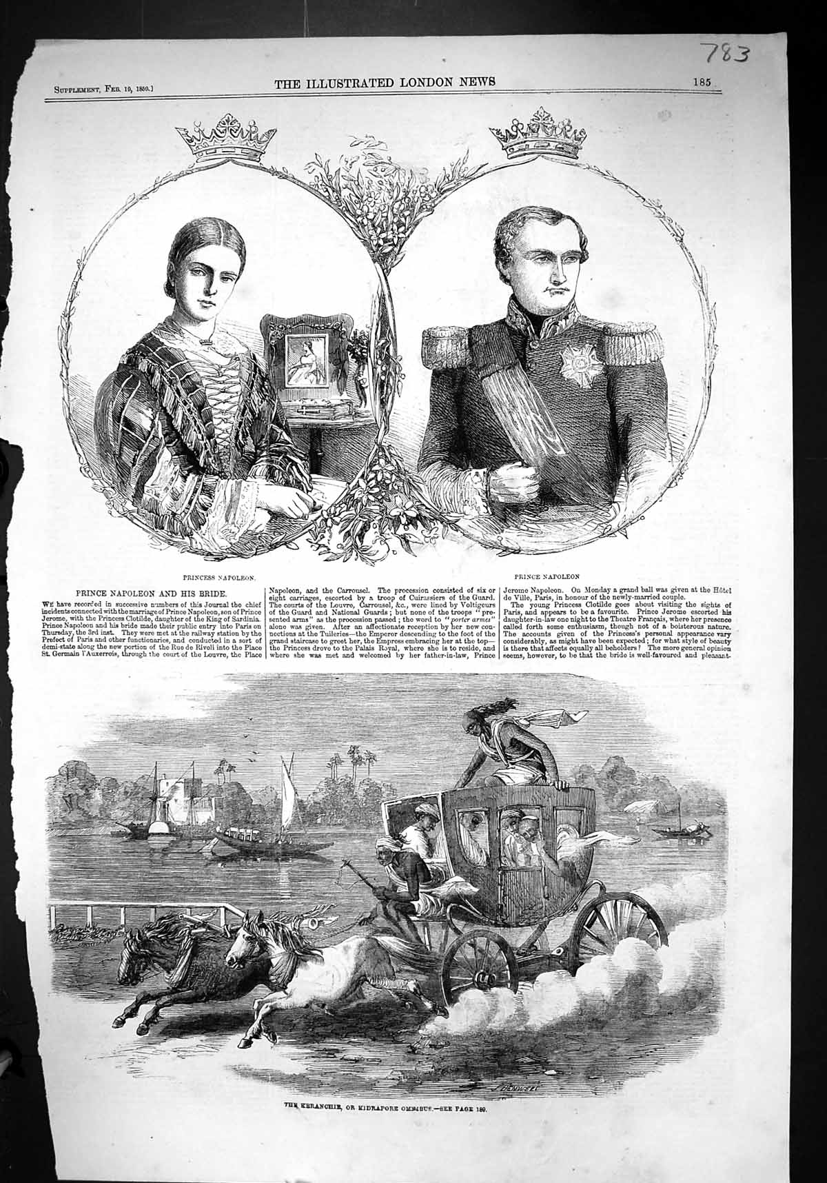 Old 1859 Princess Napoleon Prince Keranchie Kidrapore Omnibus Wedding Victorian