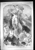Antique Old Print 1852 Time Removing Hero Allegorical Design William Harvey