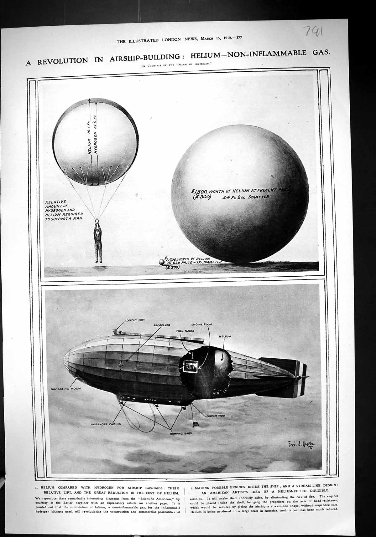 Old 1919 Revolution Airship Helium Gas Dirigible Photograph Engine Na 20th