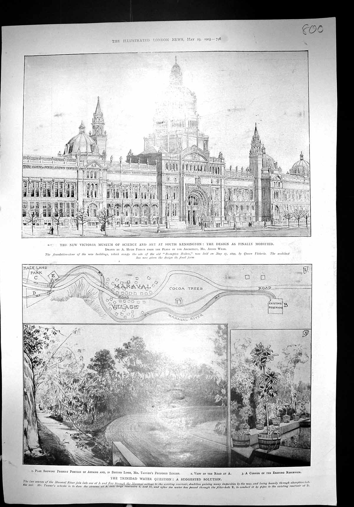 Old 1903 Victoria Museum Science Art Kensington Trinidad Water Marava 20th