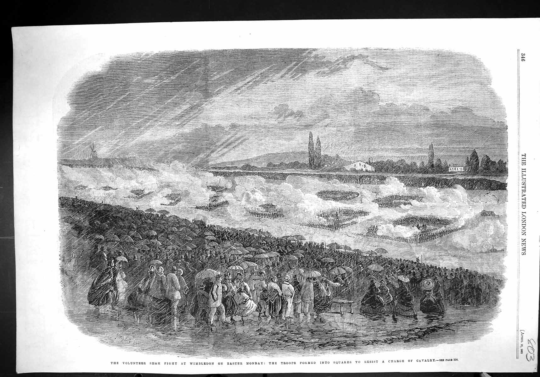 Old 1861 War Volunteer Sham Fight Wimbledon Easter Monday Charge Cava Victorian