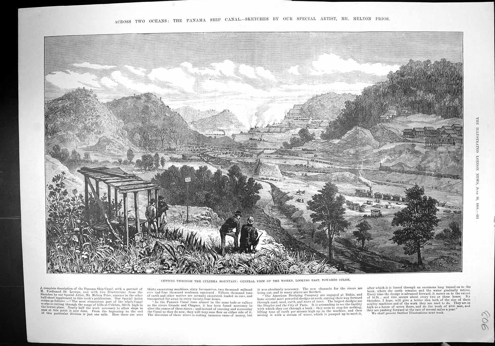 Old 1888 Cutting Through Culebra Mountain View Works Panama Ship Cana Victorian