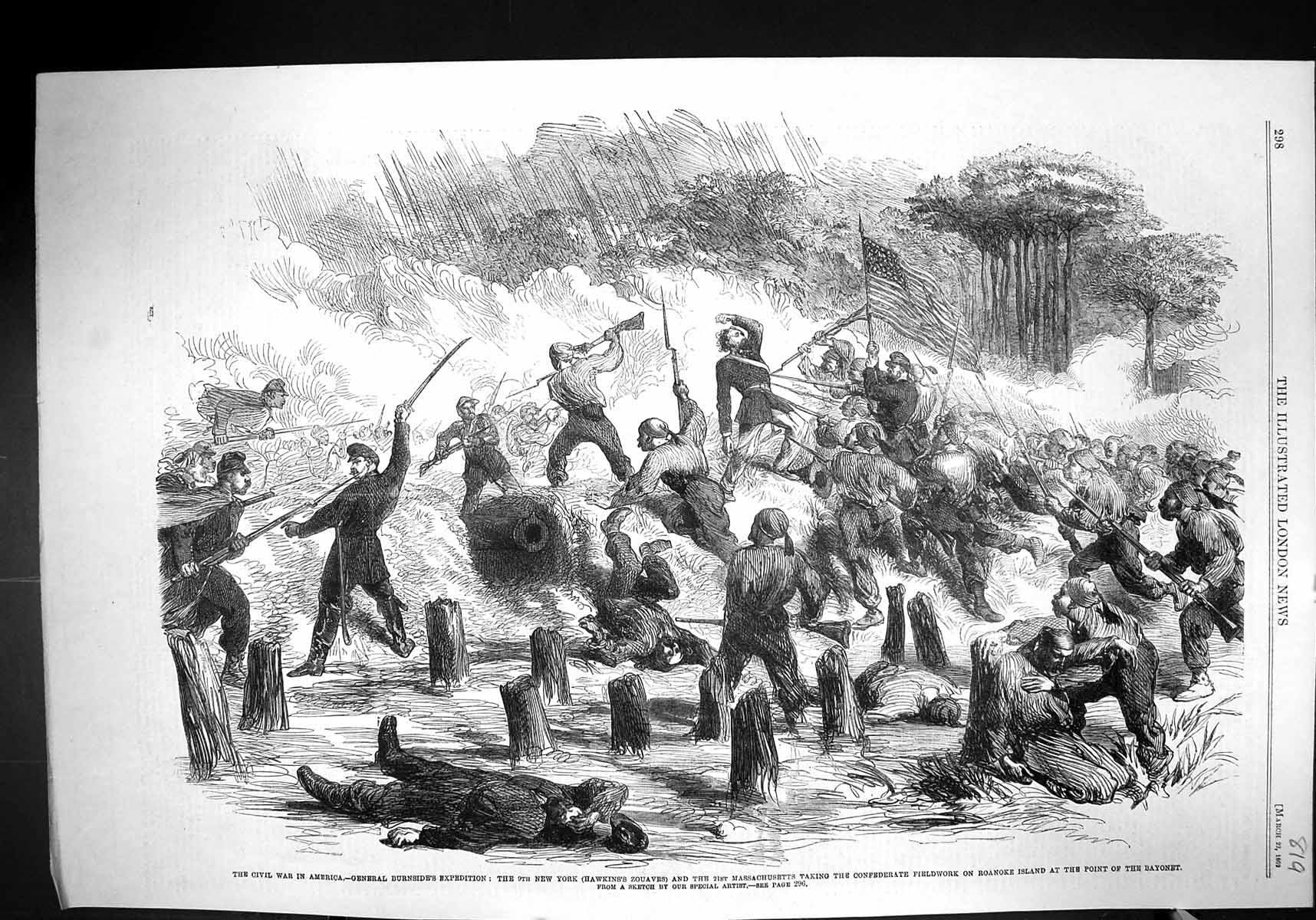 Old 1862 Civil War America General Burnside Hawkins Zouaves Massachus Victorian