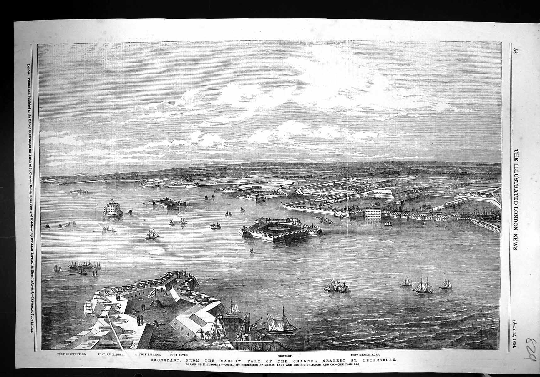 Old 1854 Cronstadt Fort Constantine Alexander Peter Menschikoff Ships Victorian