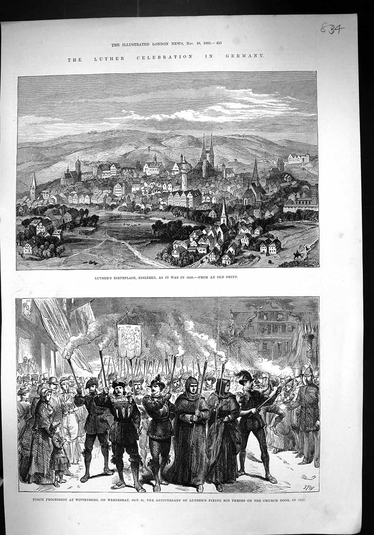 Old 1883 Luther Celebrations Germany Eisleben Torch Procession Witten Victorian