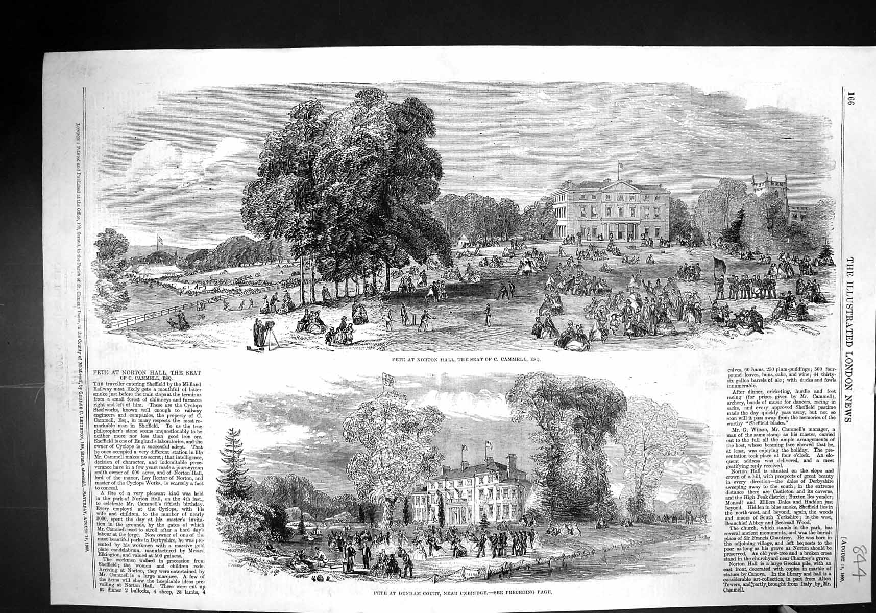 Old 1860 Fete Norton Hall Sea Cammell Denham Court Uxbridge England O Victorian