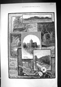 Old Print 1883 Burnham Beeches Church Maidenhead Town Artist Hut Fine Art 19th