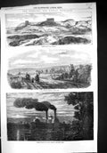 Old 1856 Nebraska Kansas Bluff Ruins Pappea Creek Steamer Boat Baton Victorian