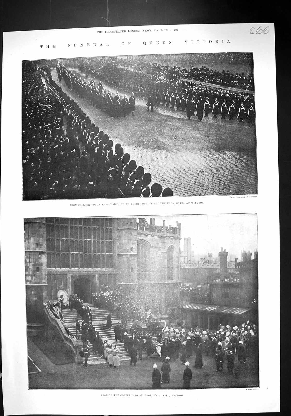 Old 1901 Funeral Queen Victoria Eton College Gates Windsor St. George Victorian