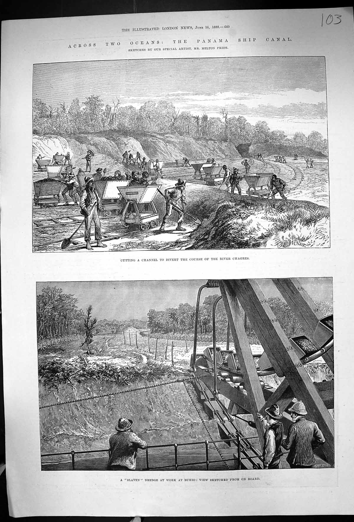 Old 1888 Panama Ship Canal Slaven Dredge Work Buhio River Chagres Cha Victorian