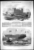 Old 1856 Ilkley Wells Hydropathic Ship Torino Blackwall Plan St. Jame 19th