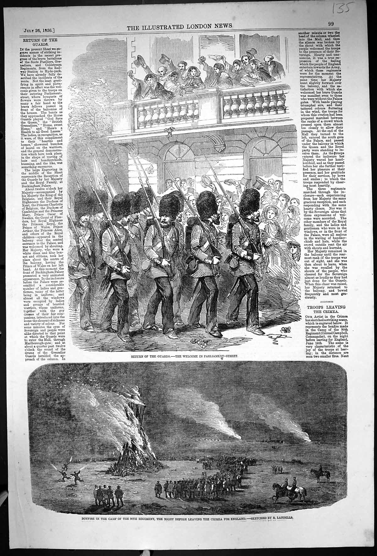 Old 1856 Queen'S Guards Parliament Bonfire Camp Crimea War Captain Gr 19th