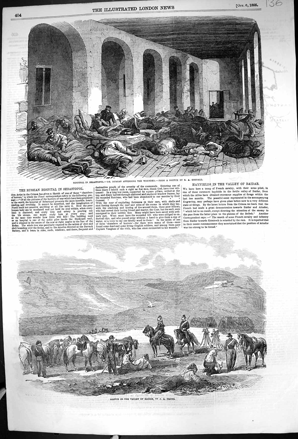 Old 1855 War Siers Hospital Sebastopol Valley Baidar Map Ships PacVictorian