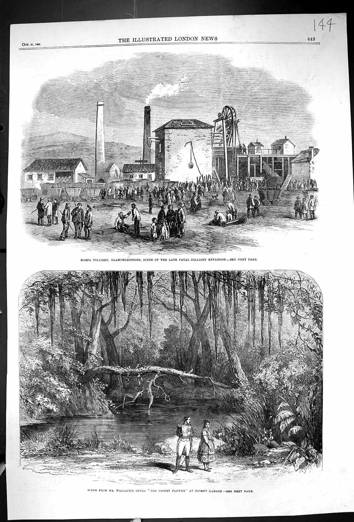 Old 1863 Morfa Colliery Glamorganshire Mining Wallace Opera Covent Ga 19th