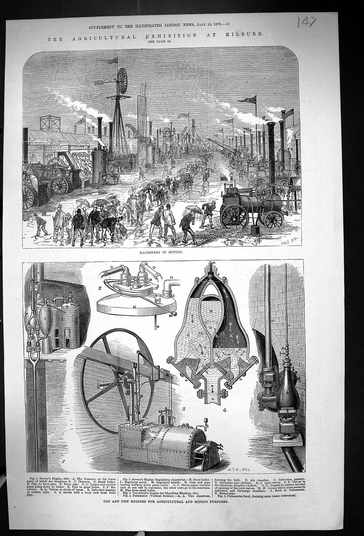 Old 1879 Agricultural Exhibition Kilburn Mining Engines Gurney Duke Y 19th