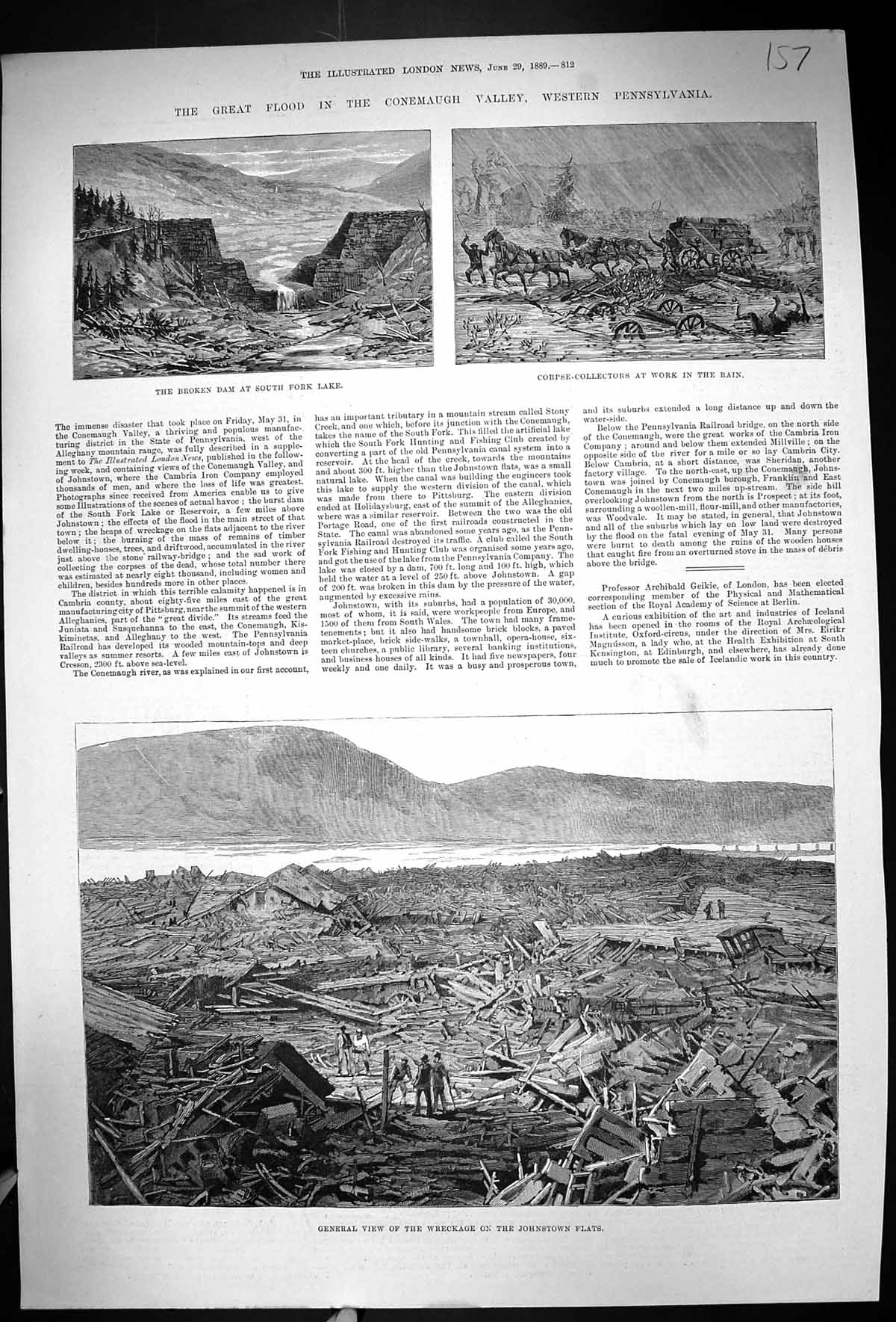 Old 1889 Flood Conemaugh Valley Pennsylvania Johnstown Townhall Buxto 19th