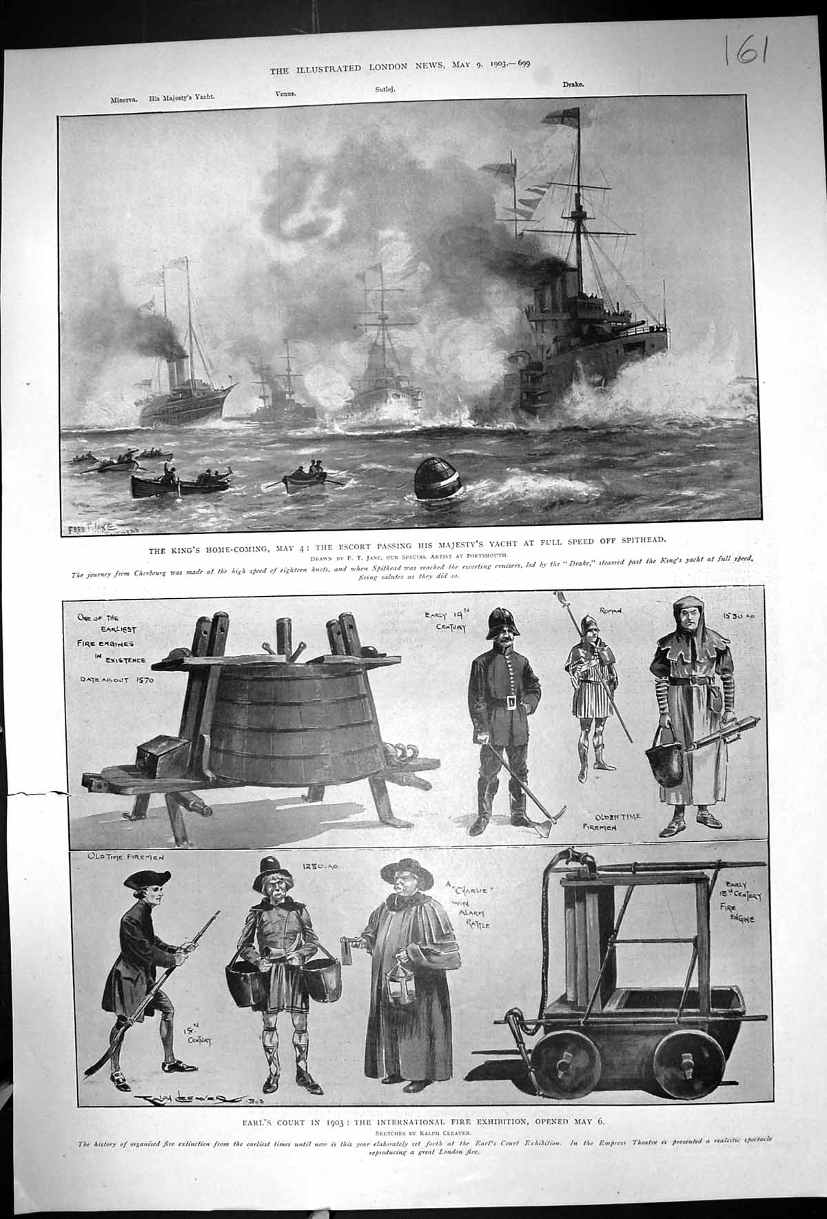 Old 1903 Earl'S Court Exhibition Ships Drake Sutlej Minerva Mitchell 20th