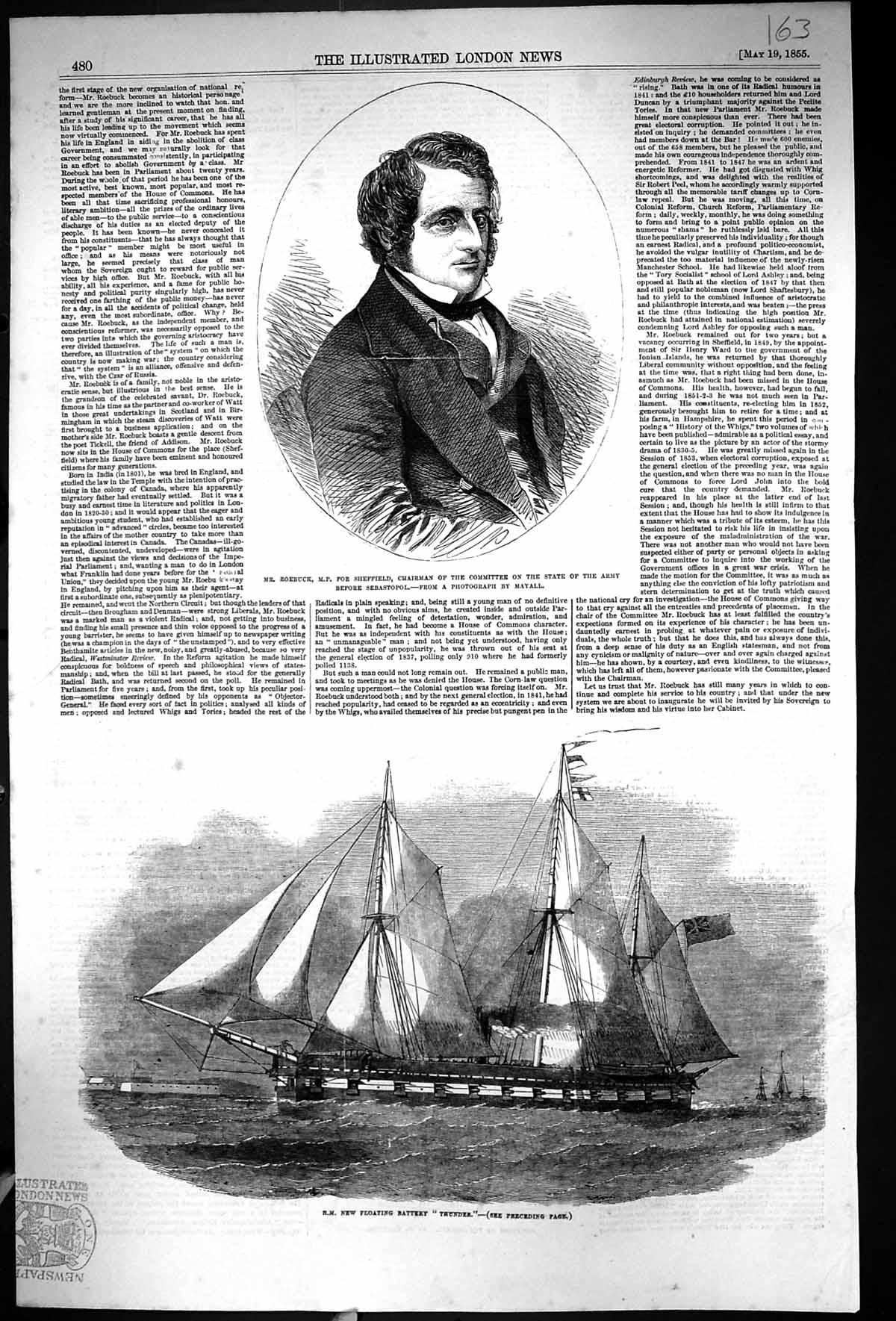 Old 1855 Roebuck M.P. Sheffield Ship Thunder Mounting Equatoreal Azim 19th
