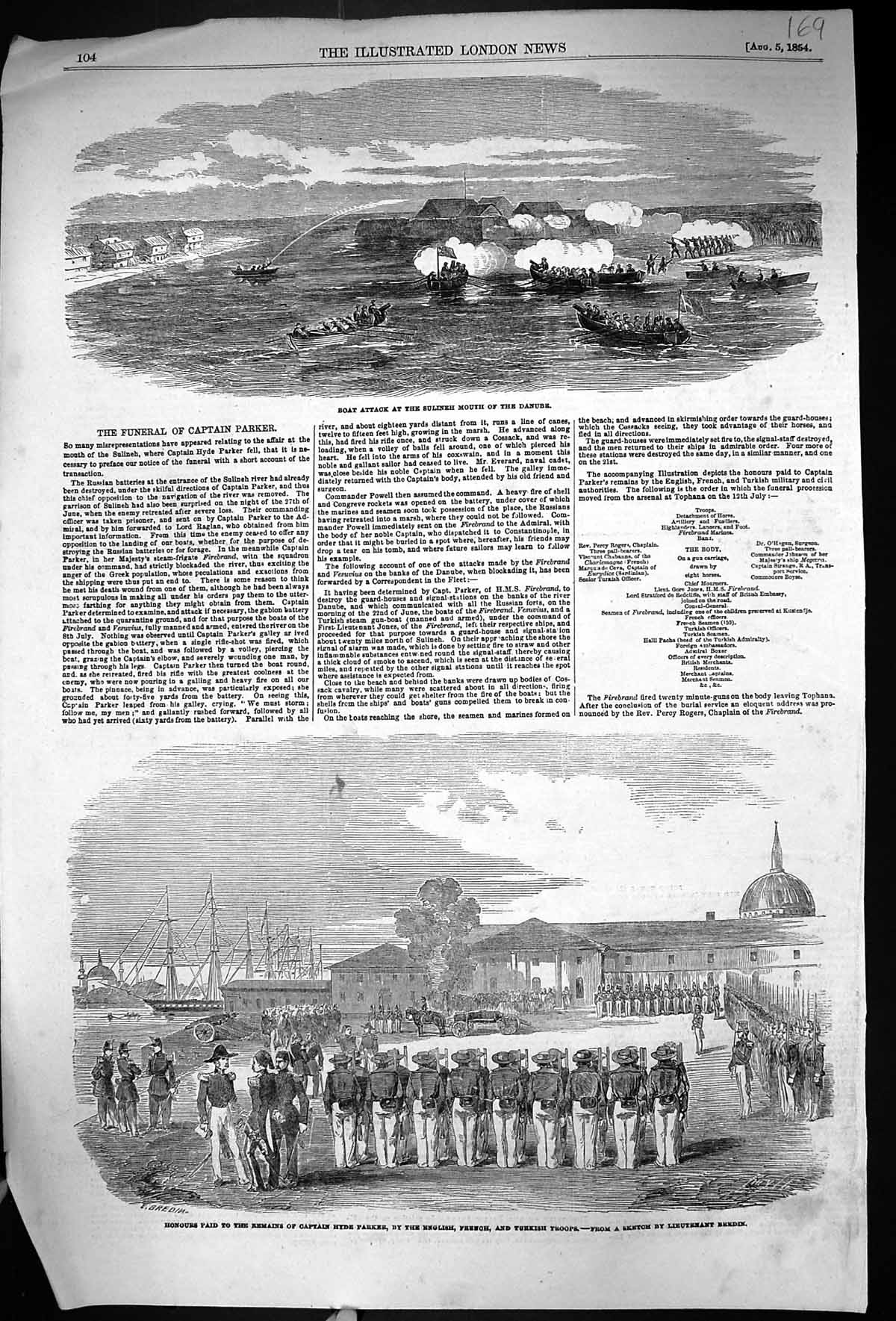 Old 1854 Boat Attack Sulineh River Danube Captain Hyde Parker Aland I 19th