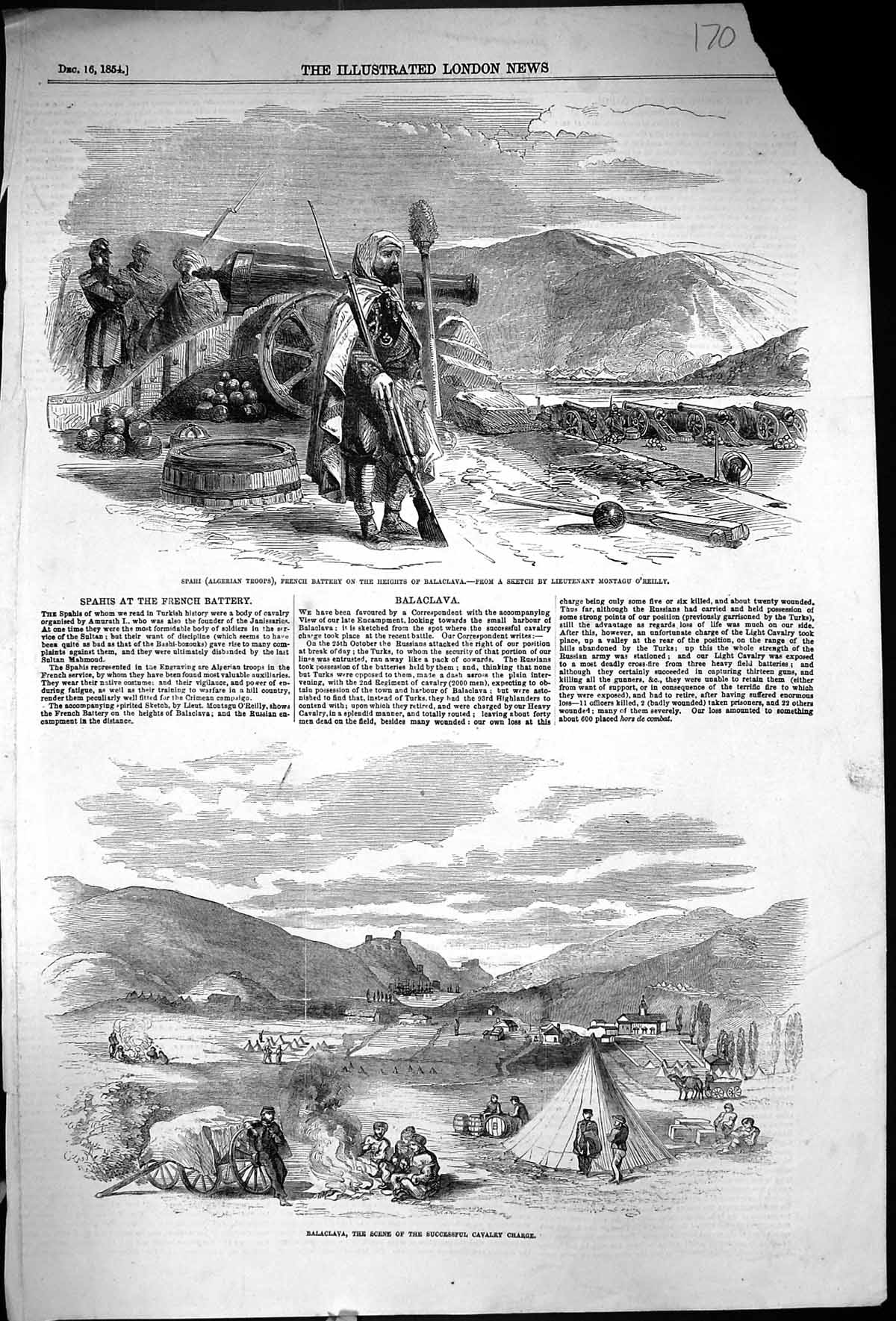 Old 1854 Balaclava Spahi Montagu O'Reilly Ship Avon Vesuvius Mercia C 19th