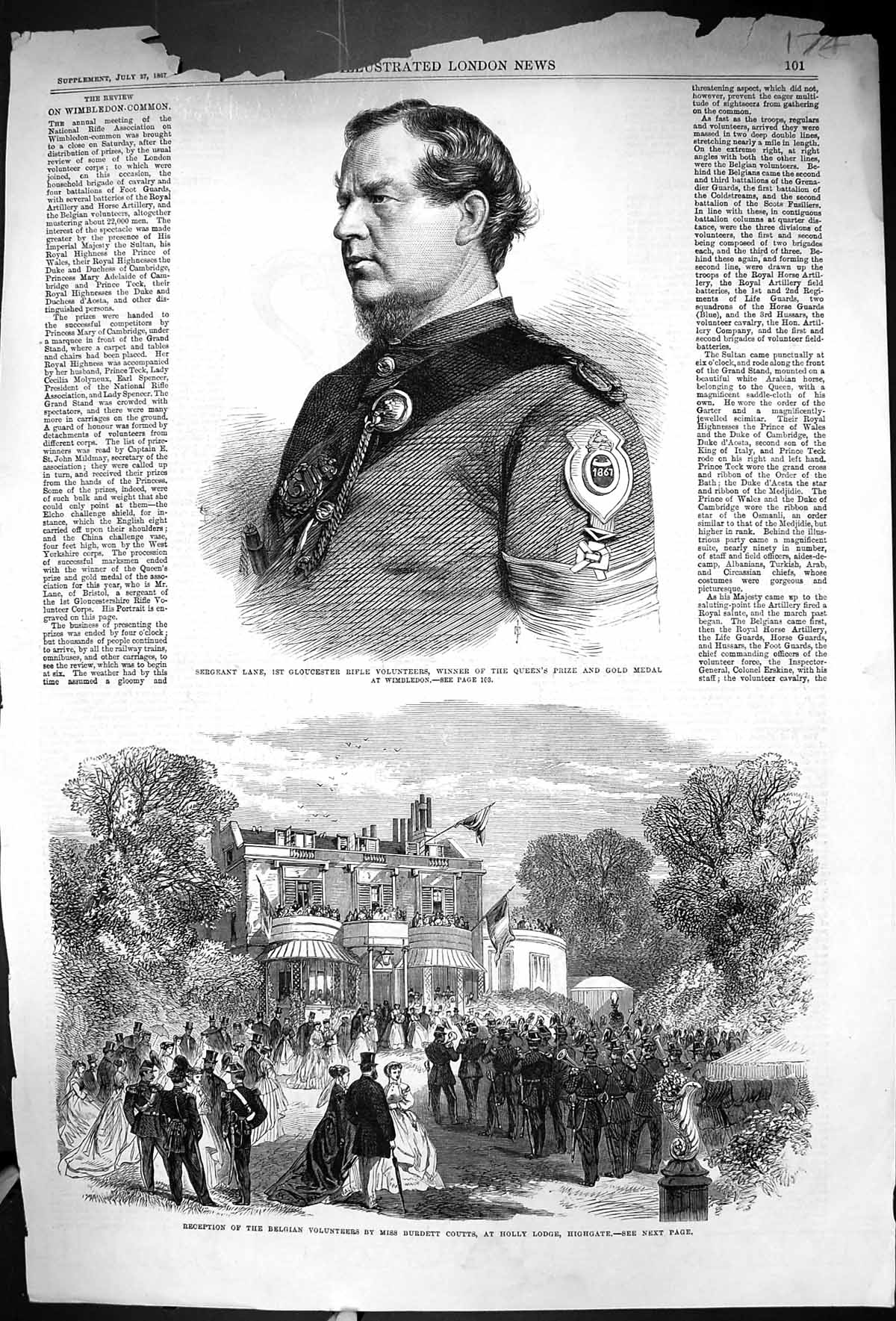 Old 1867 Sergeant Lane Gloucester Rifle Burdett Coutts Holly Lodge Ch 19th