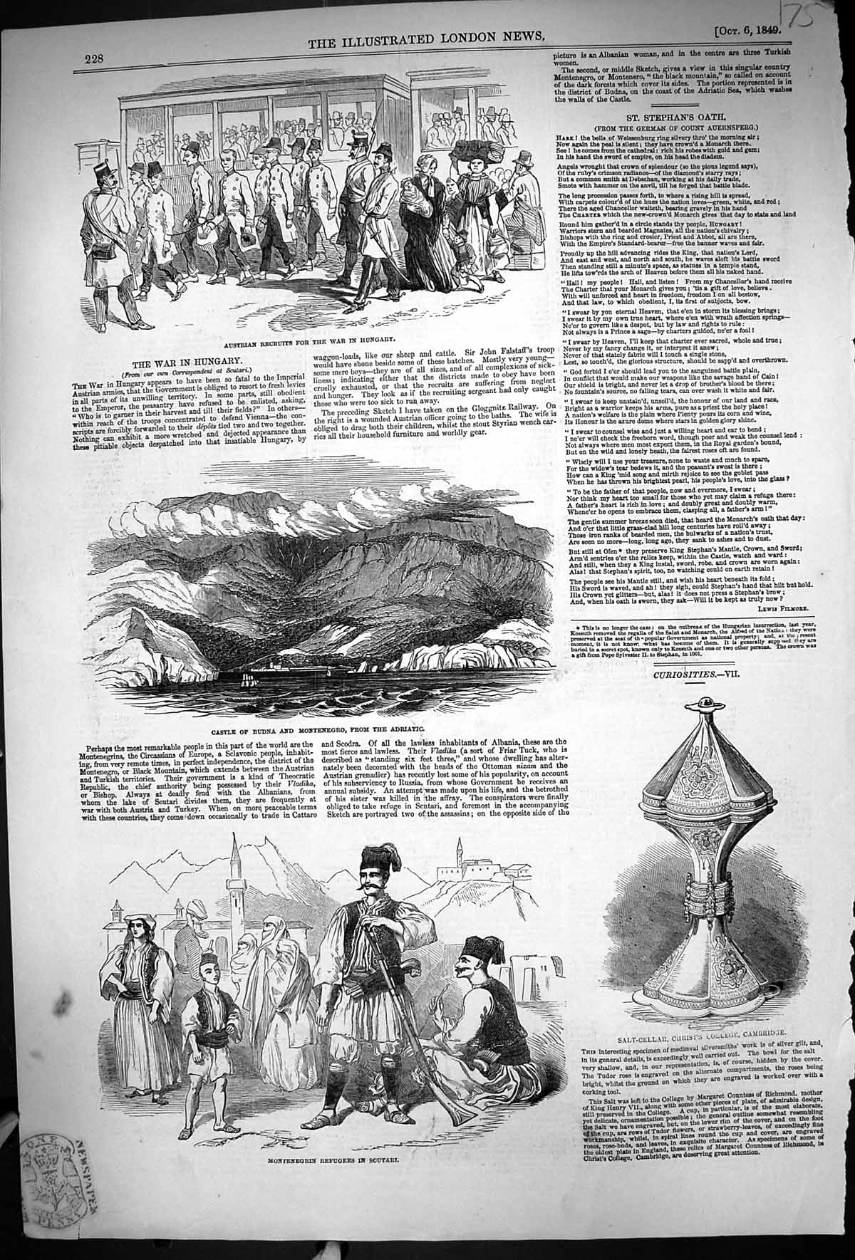 Old 1849 Austrian Recruits War Hungary Castle Budna Refugees ScutariVictorian