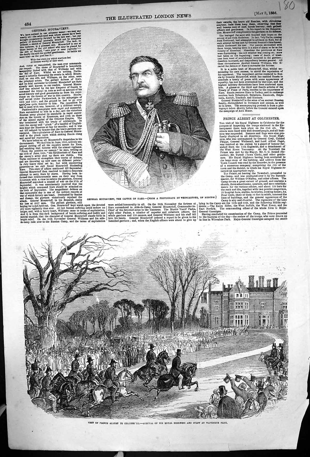 Old 1856 General Mouravieff Captor Kars Prince Albert Colchester Wave 19th