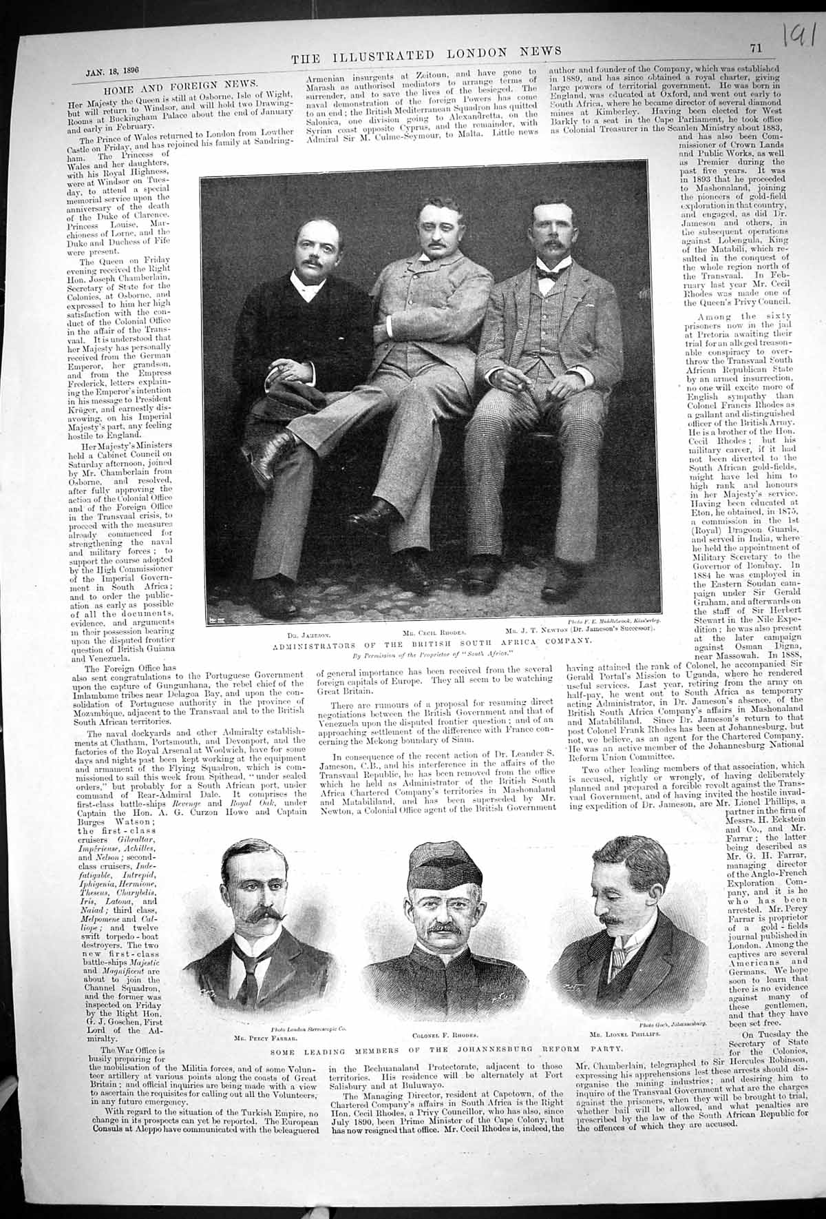 Old 1896 Africa Jameson Rhodes Newton Farrar Phillips Ashanti EnvoysVictorian