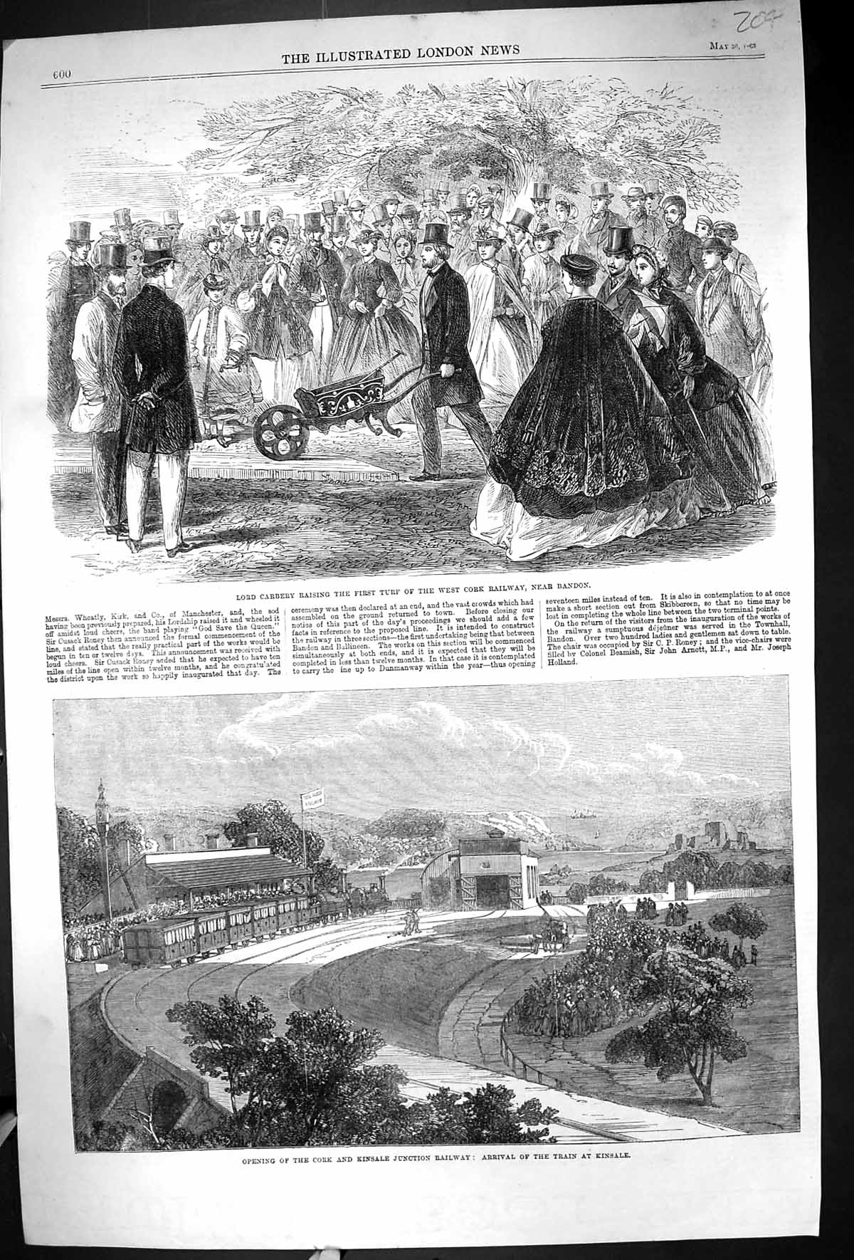 Old 1863 Lord Carbery Turf Cork Railway Bandon Kinsale Train Restorat 19th
