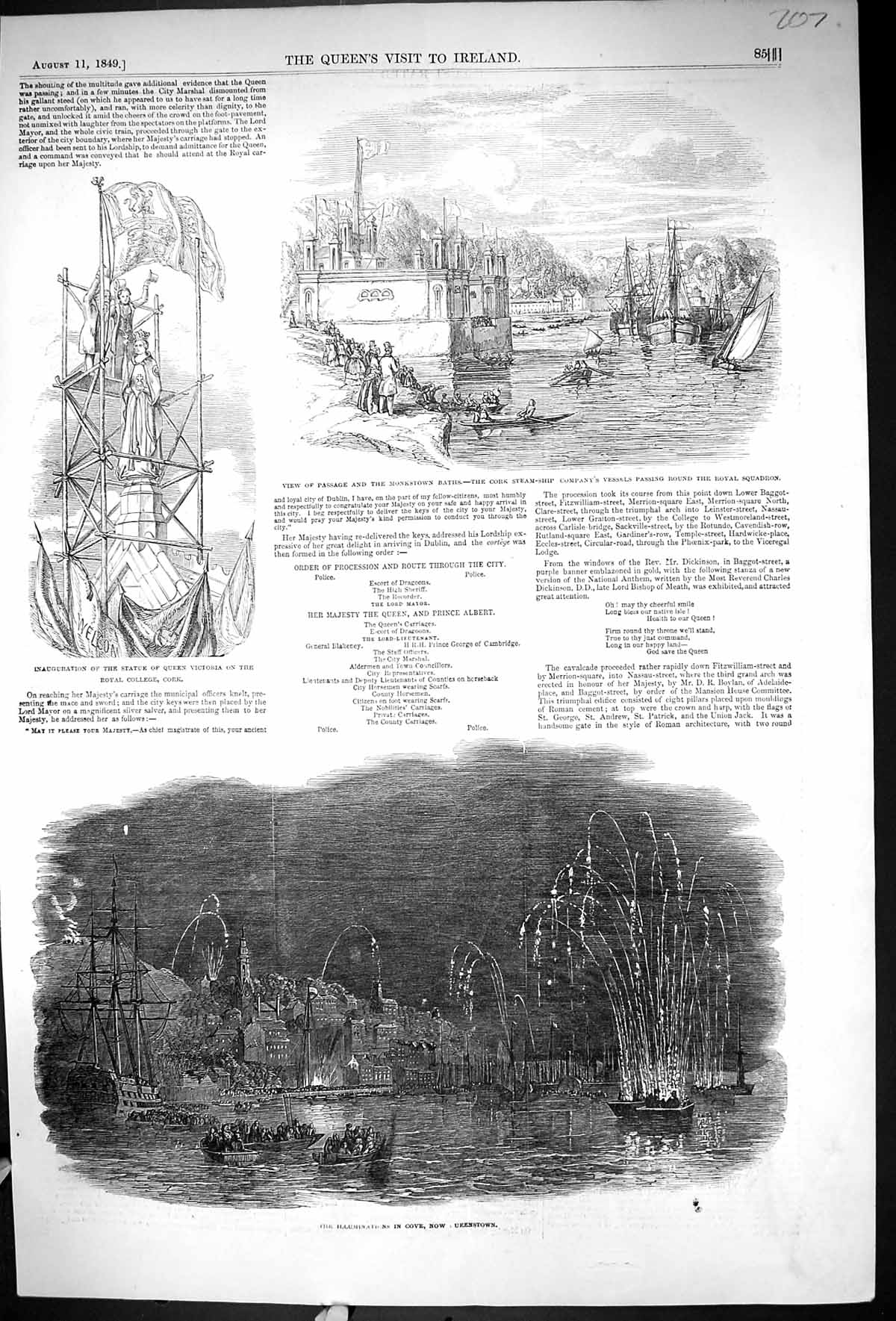 Old 1849 Monkstown Baths Statue Queen Victoria Cork Queenstown Arch N 19th
