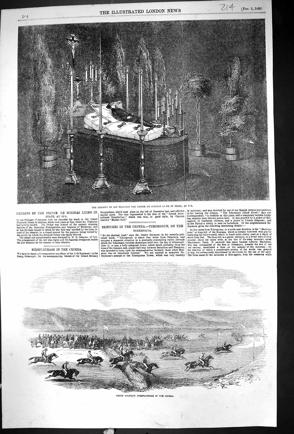 Old 1856 Body Prince Schinas Lying State Spa Steeplechase Crimea Fran 19th