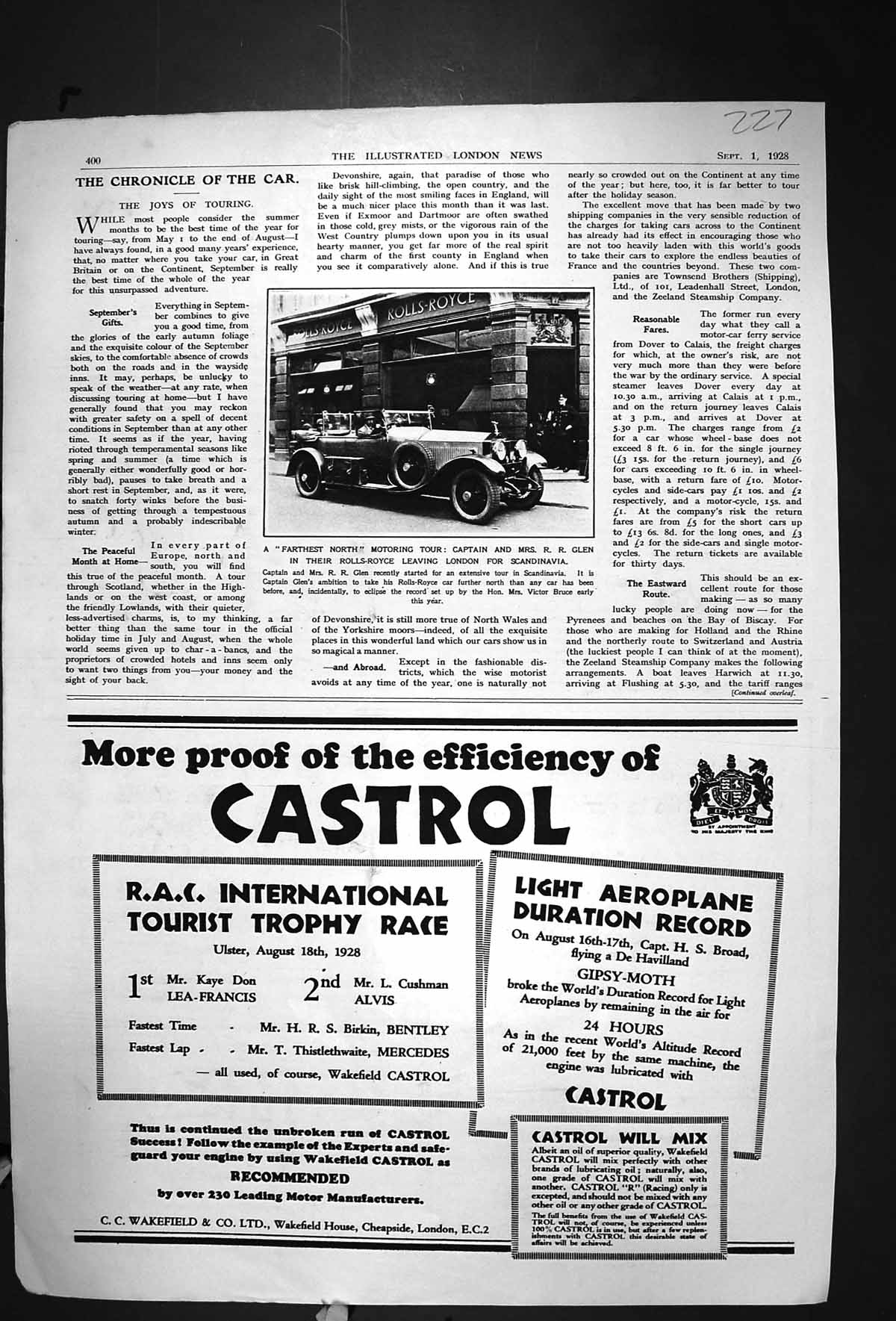 Old 1928 Captain Glen Roll Royce Motor Car Johnnie Walker Scotch Whis 20th