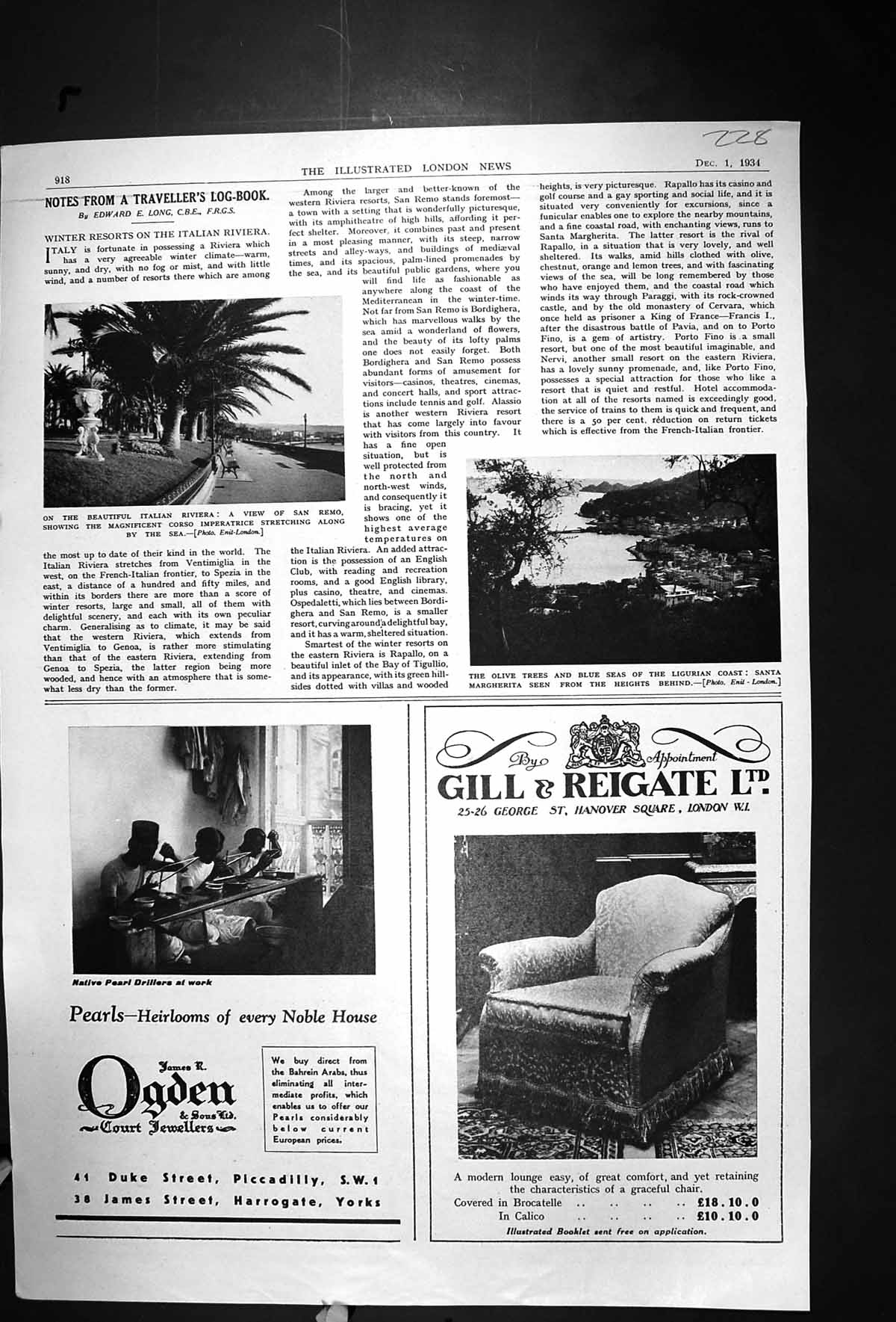 Old 1934 Italian Riviera San Remo Santa Margherita Vat 69 Scotch Whis 20th