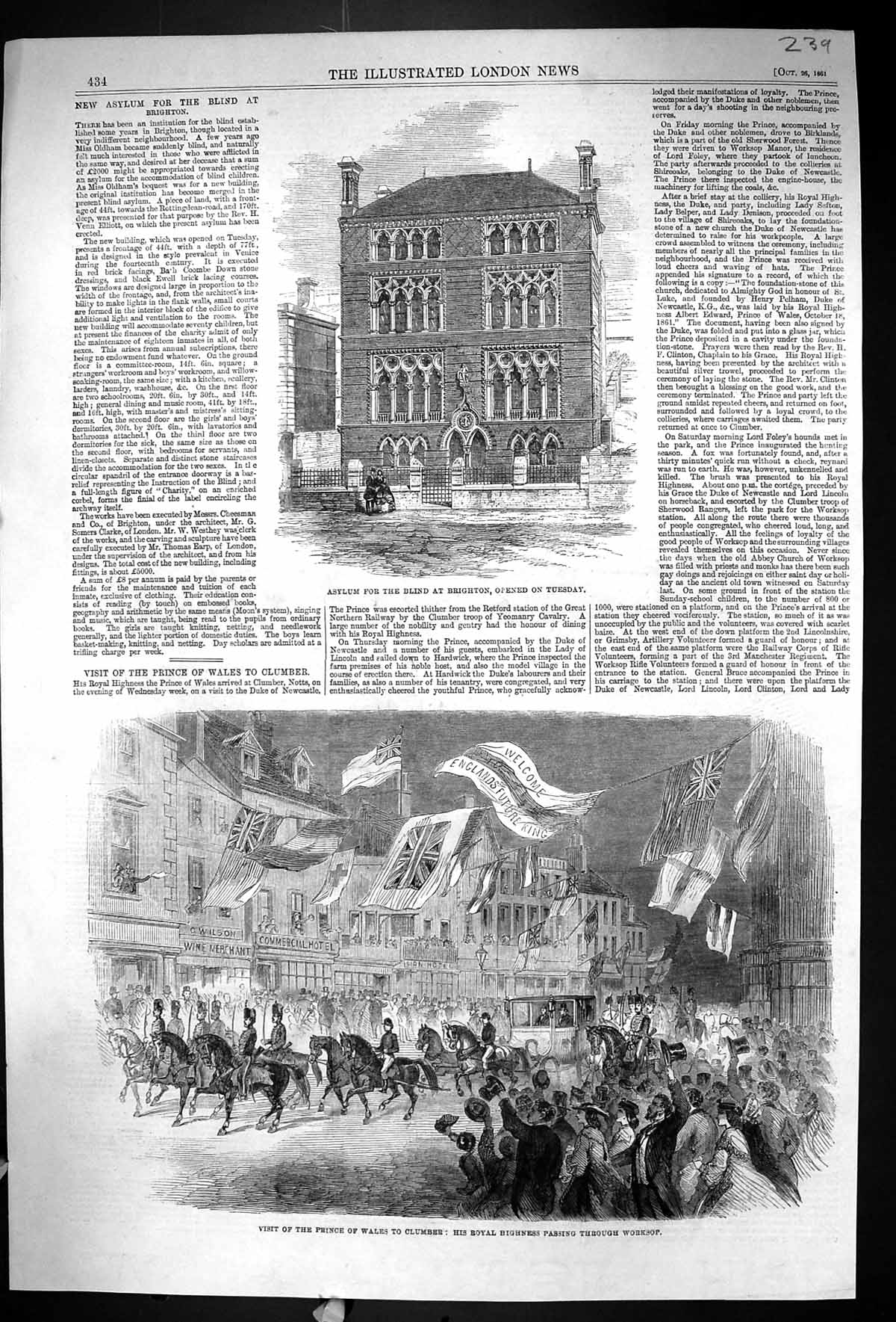 Old 1861 Asylum Blind Brighton Prince Wales Clumber Worksop Rifle Bri 19th
