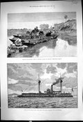 Old 1889 Boats Myettha River Gungaw Yaw Fusee Ship Father Damien Hawa 19th