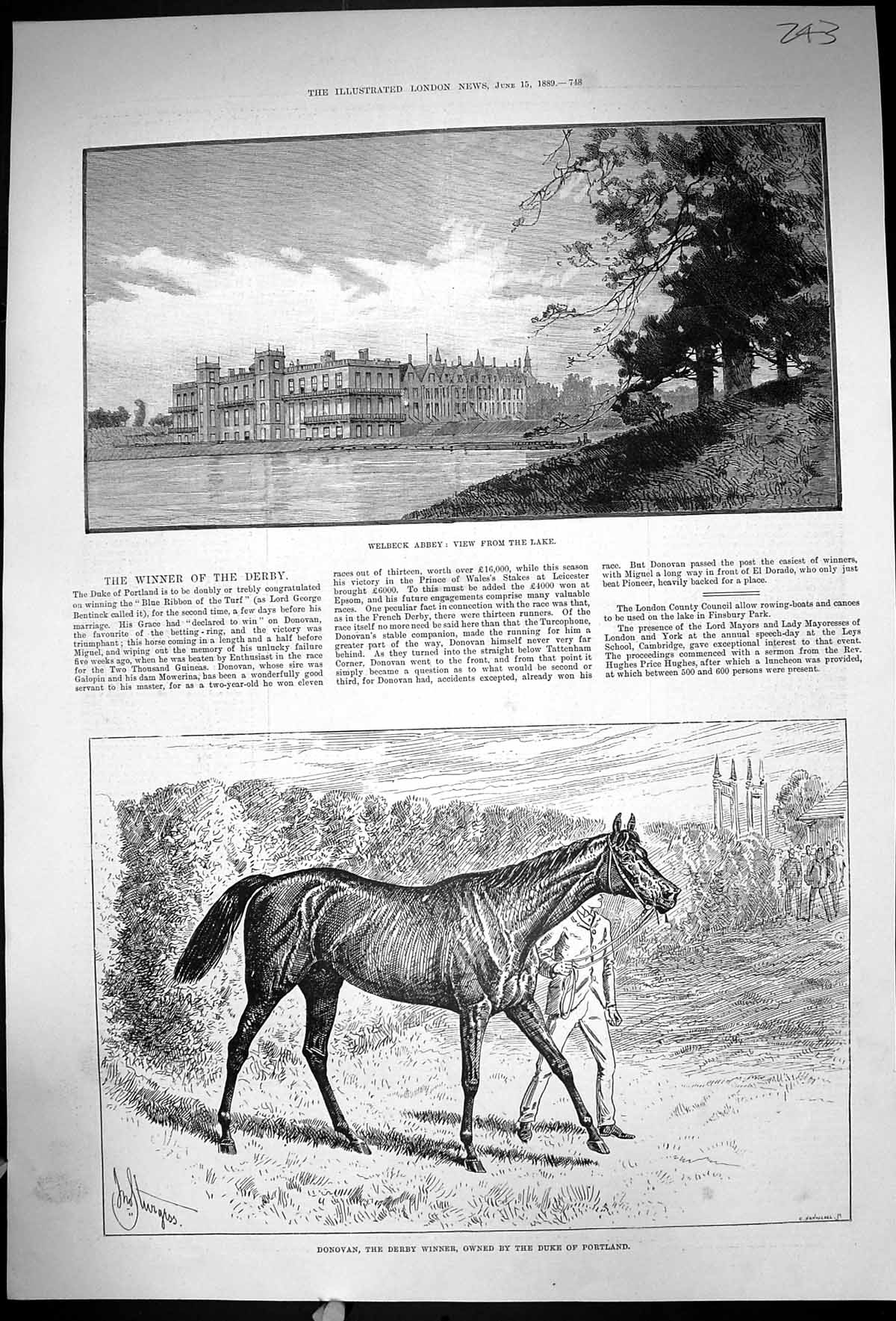 Old 1889 Welbeck Abbey Donovan Derby Horse Duke Portland Statue Marqu 19th