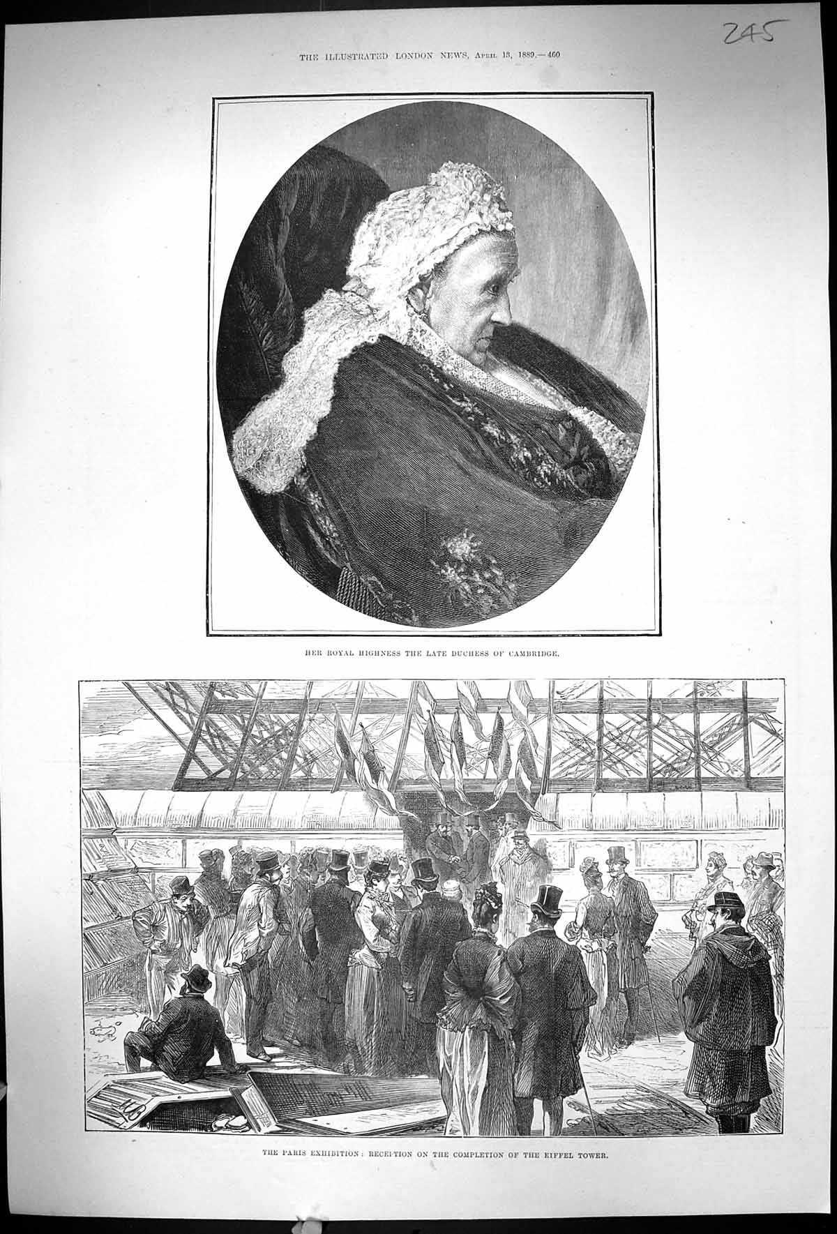 Old 1889 Duchess Cambridge Paris Exhibition Eiffel Tower Captain Scho 19th