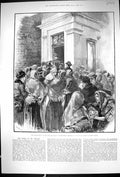 Old Print 1889 Front Door One Ash Rochdale Workpeople Mr. Bright Coffin 19th
