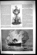 Old 1872 Fire Pacific Mail Steam Ship America Yokohama Brigade Cup Mi 19th