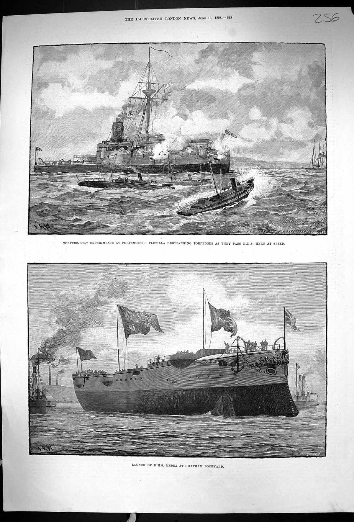 Old 1888 Torpedo Boat Experiments Portsmouth Ship Hero Medea ChathamVictorian