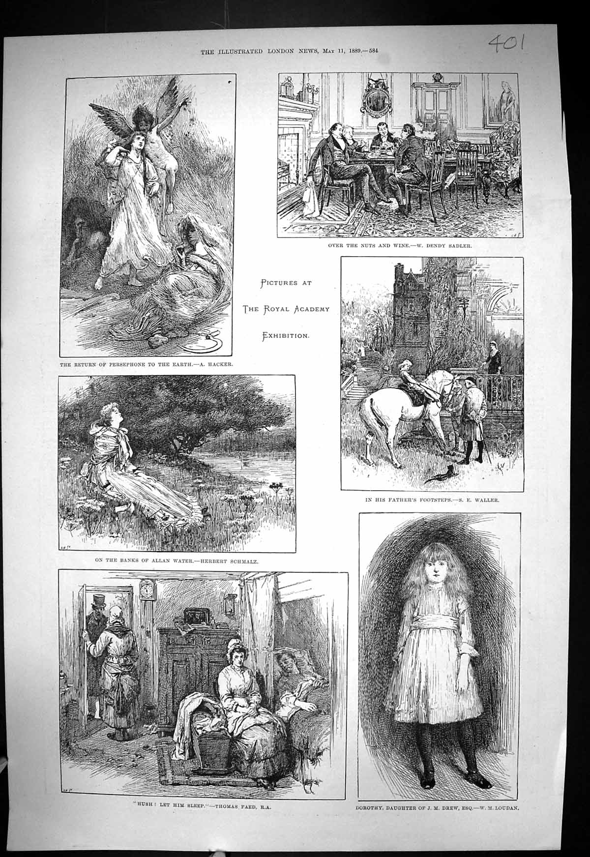Old 1889 Royal Academy Art Hacker Dorothy Drew Waller Faed Warren Hor Victorian