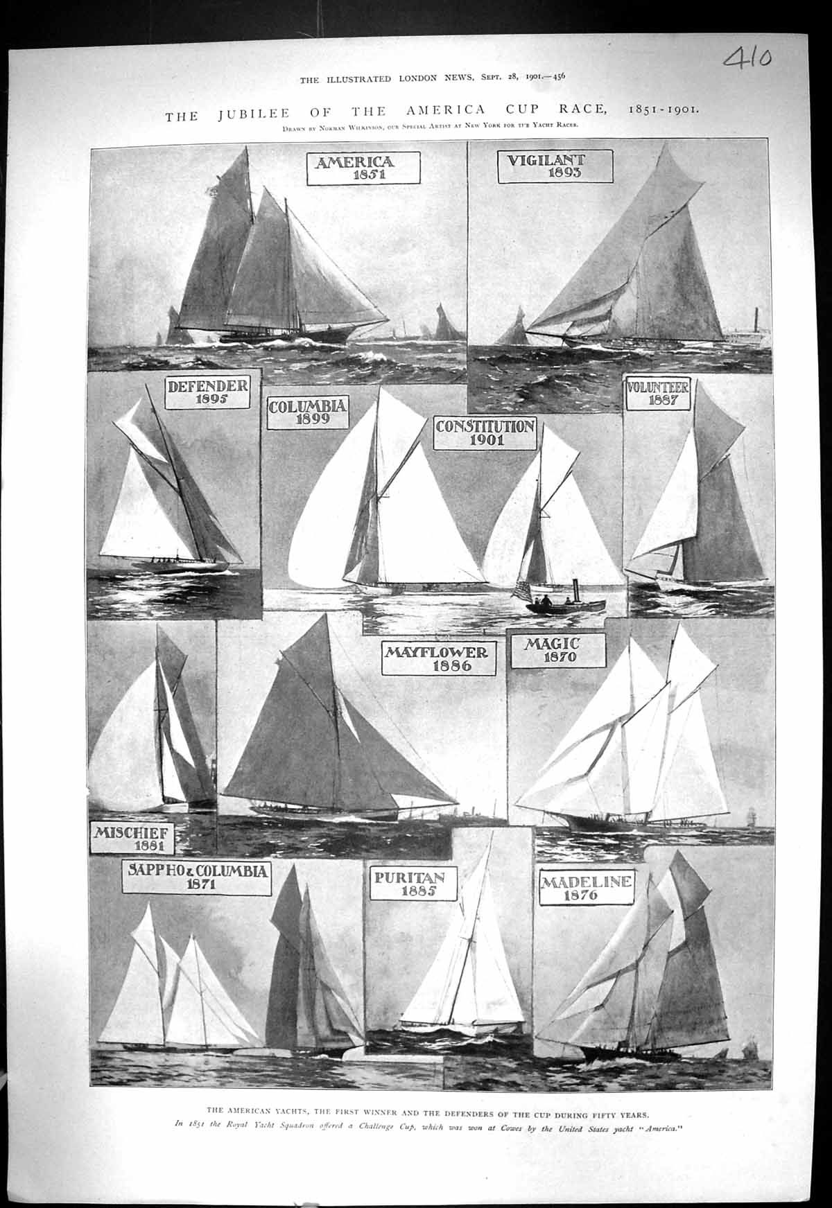 Old 1901 America Cup Yachts Vigilant Mayflower Magic Puritan Cobra Sh Victorian