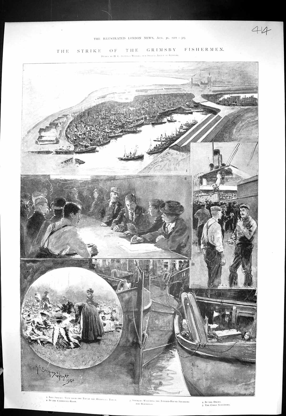 Old 1901 Strike Grimsby Fisherman Smacks Ships Pan-Celtic Williams Pa Victorian