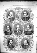 Original Old Antique Print 1864 Portrait William Shakspeare Sheet Will 19th