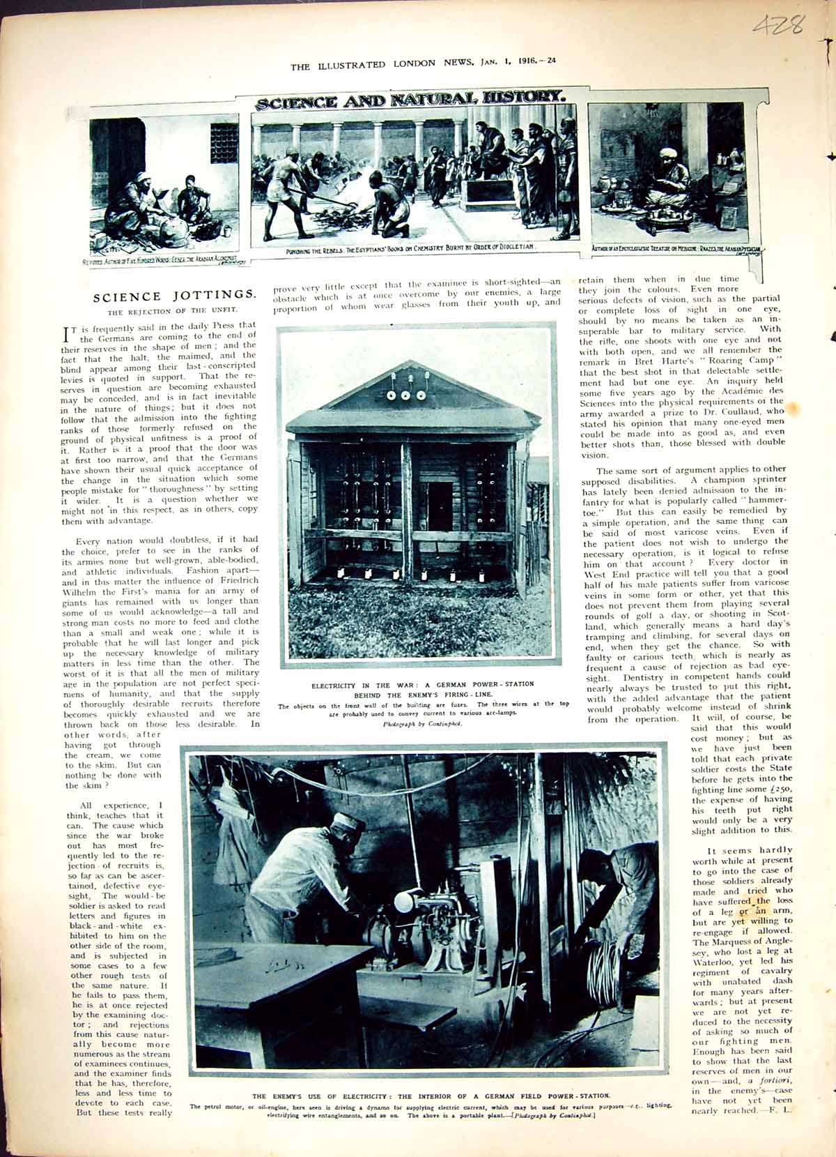 Old 1916 Science Electricity War German Power Station Mesopotamia Sol 20th
