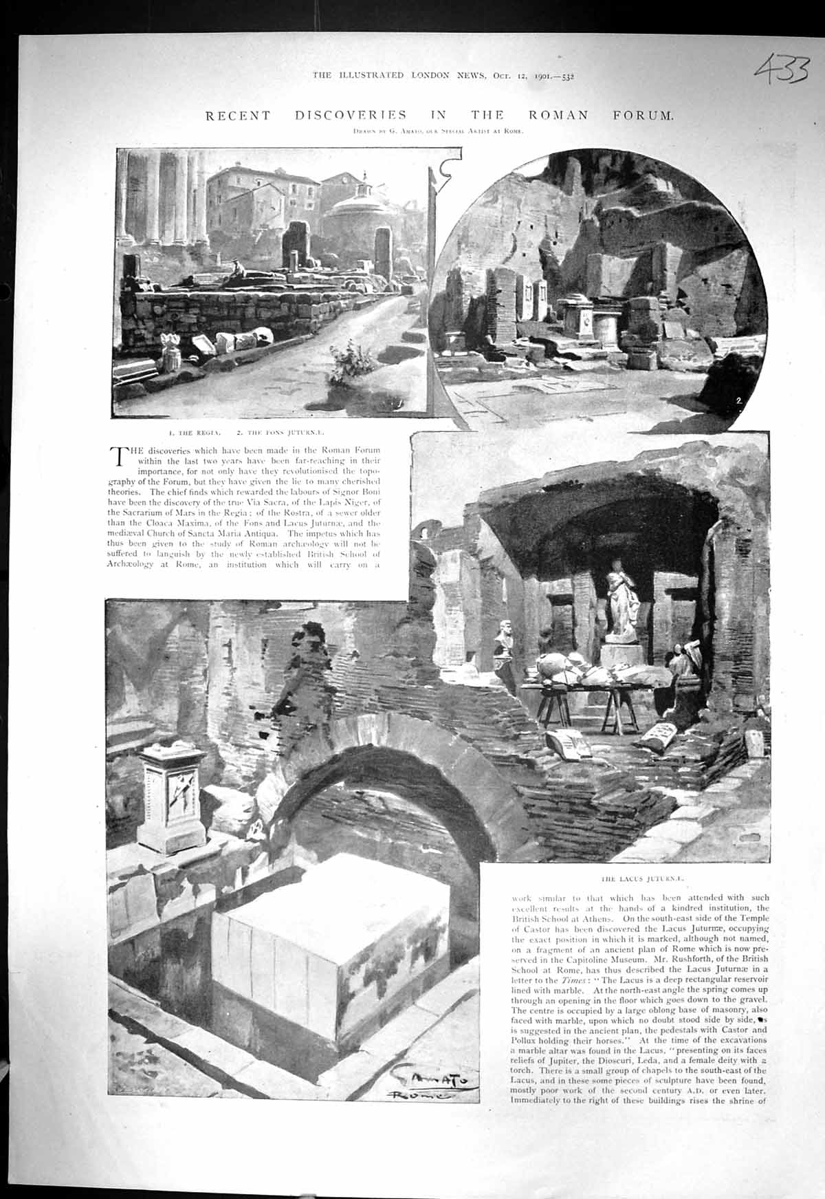 Old 1901 Roman Forum Regia Lacus Juturnae Church Congress Brighton Bi Victorian
