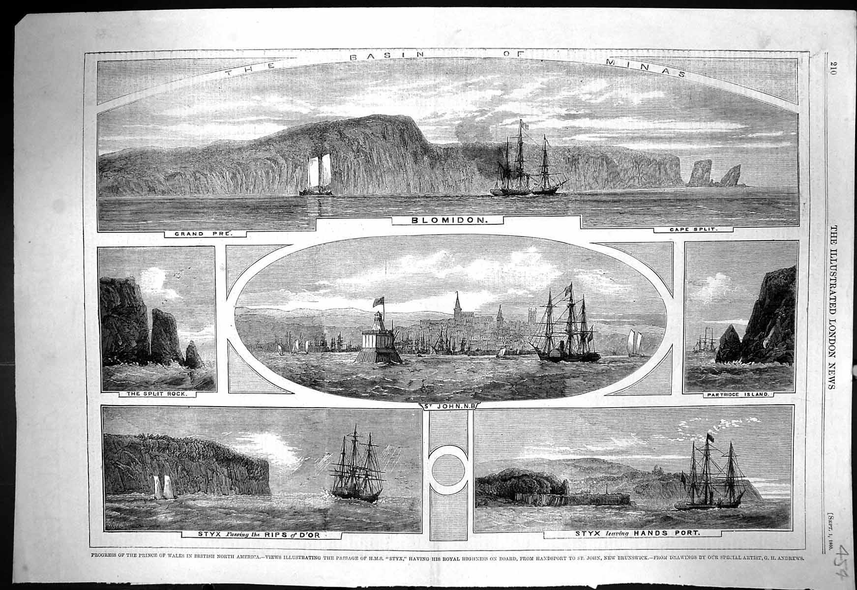 Old 1860 Basin Minas Ships Blomidon John Styx Partridge Spilt Baromet Victorian