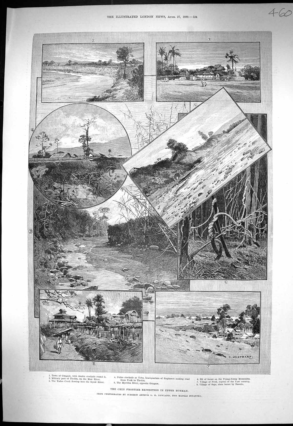 Old 1889 Chin Frontier Burmah Gungaw Maw River Pouk Saga Myettha War Victorian