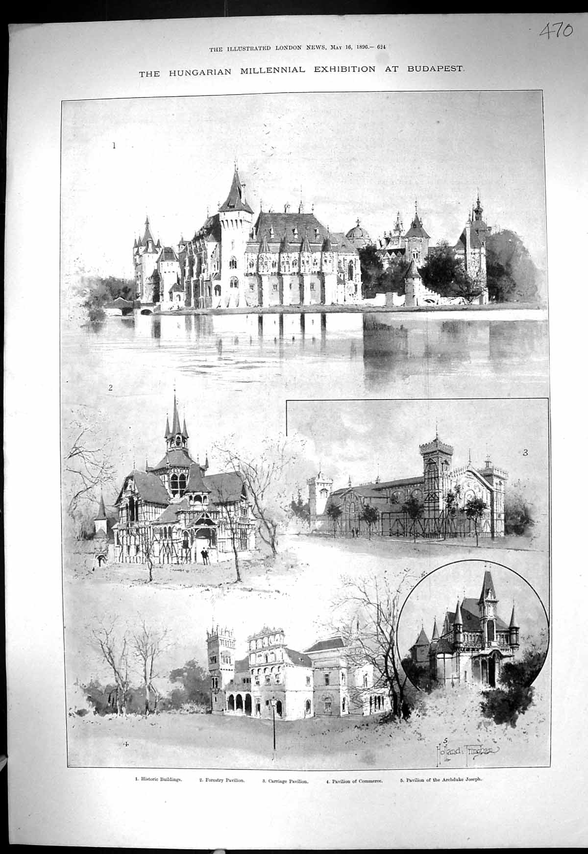 Old 1896 Hungary Budapest Pavilion Archduke Joseph Matabili Laager Bu Victorian