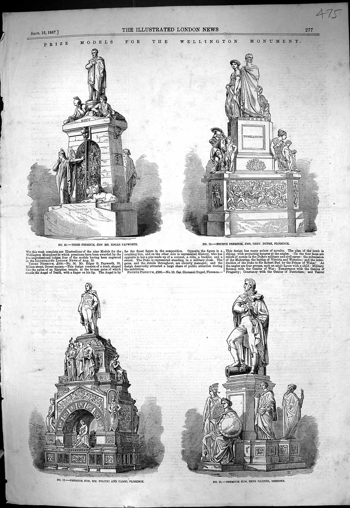 Old 1857 Wellington Monument Models Florence Cambi Folcini Hahnel Alf Victorian